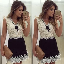 2017 autumn new foreign trade in Europe and America selling ladies sleeveless white lace dress
