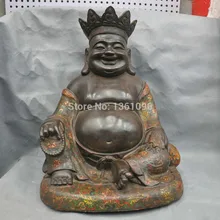 Xd 00925 14 ''Китай перегородчатые Тибет Тибетский Буддизм Счастливый Будда Майтрея Бронзовая Статуя