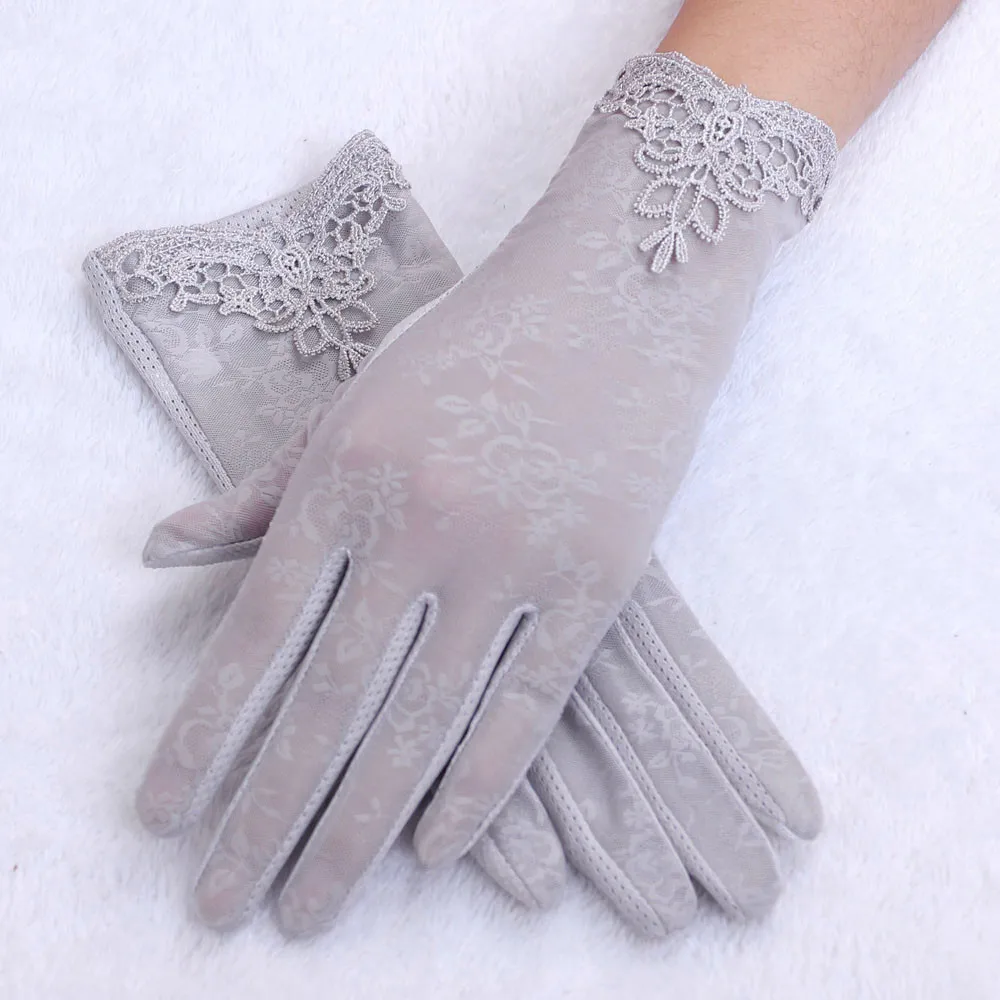 Летние женские Винтажные Солнцезащитные сексуальные кружевные перчатки с защитой от ультрафиолета, перчатки для вождения, Женские варежки