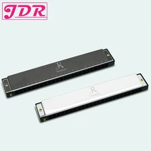 JDR Harmonicas 24 Tone Holes Key of C Silver Black Color Jazz Rock Folk Music Musical Instrument Diatonic Harp kazoo Mouth Organ
