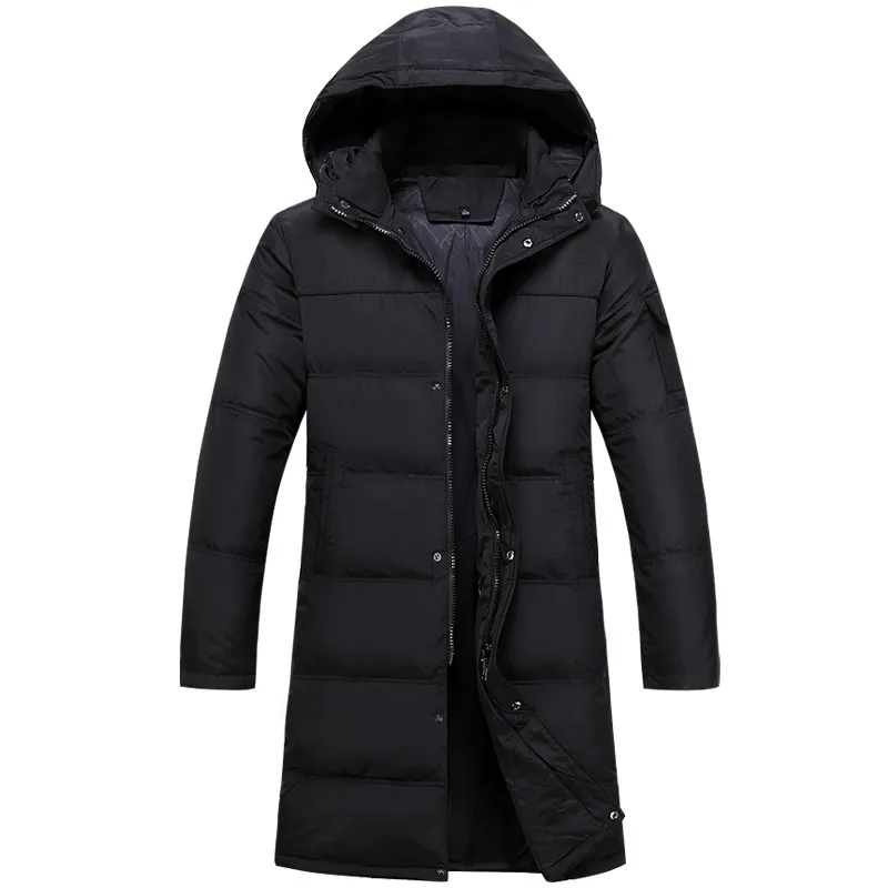 TEAEGG размера плюс 4XL черная длинная зимняя куртка на утином пуху мужская одежда с капюшоном белая куртка на утином пуху для мужчин парка Hombre AL268 - Цвет: black Oblique pocket