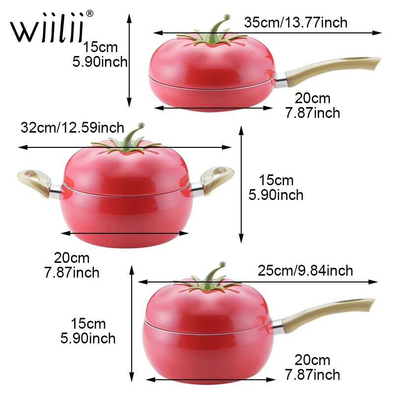 WIILII фруктовый кухонный горшок для готовки сковорода Алюминиевая Кастрюля Сковорода-гриль Индукционная Плита Газовая алюминиевая Кухонная Посуда Прямая поставка