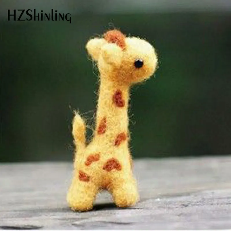 Non-Finished Handmade Giraffe Toy Doll Wool Felt Poked Kitting DIY Cute Giraffe Wool Felting For Children Kids Girls