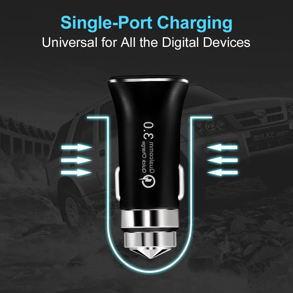 

Universal USB Car Charger Quick Charge 3.0 Single-Port Fast Charging Vehicle Chargers Car Lighter Slot Adapter for Xiaomi Mi8