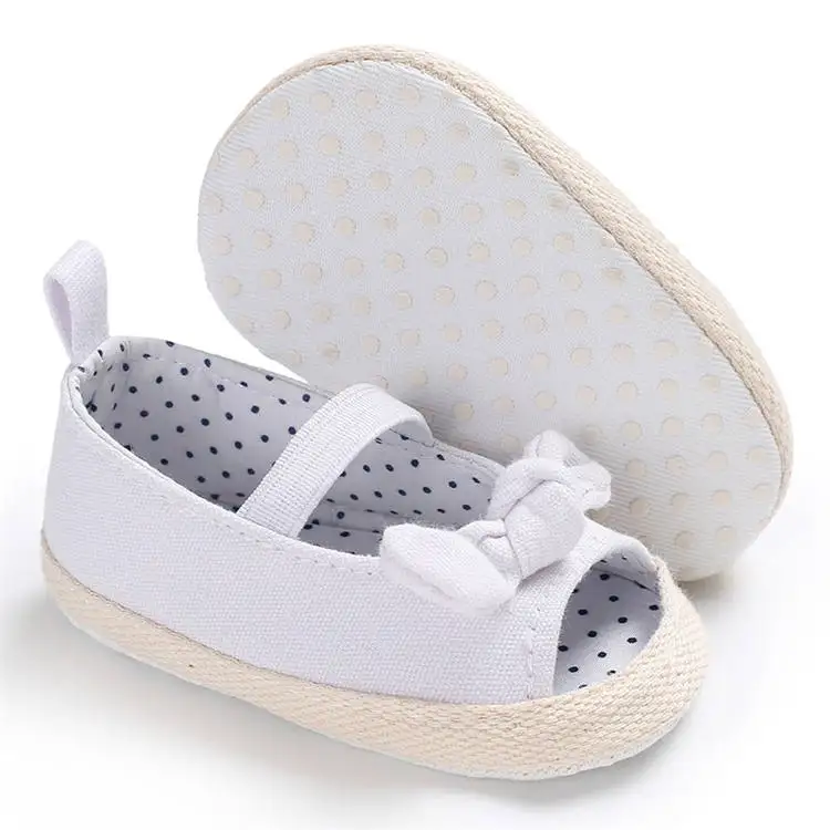 Baby Girl Shoes Infant Crib Shoes Cute Princess Bowknot Polka Dot Inside Soft Sole Peep-toe Newborn Toddler Girl Moccasins Shoes