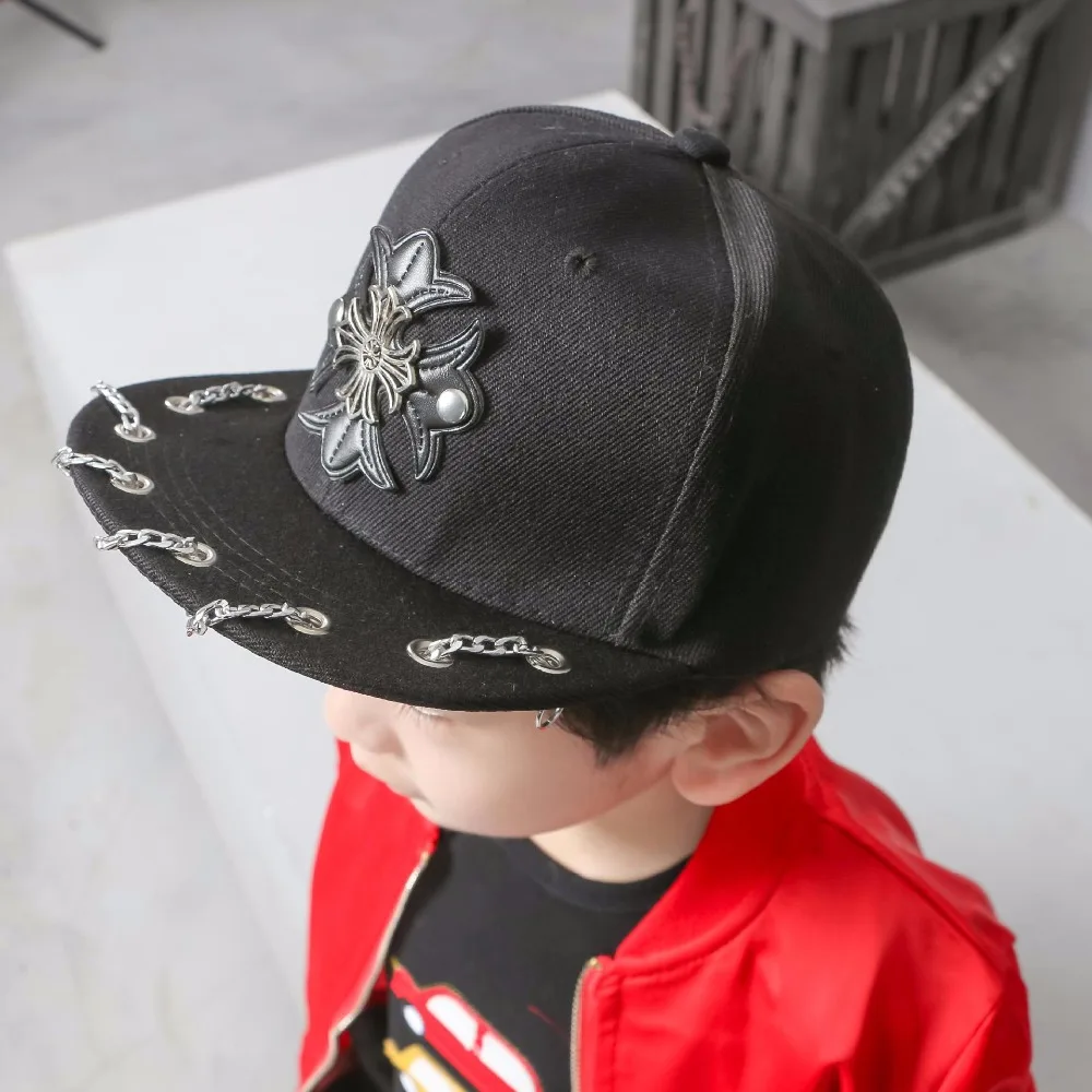 2017 Fashion Children Black Cool Chain Child Boys Snapback Caps