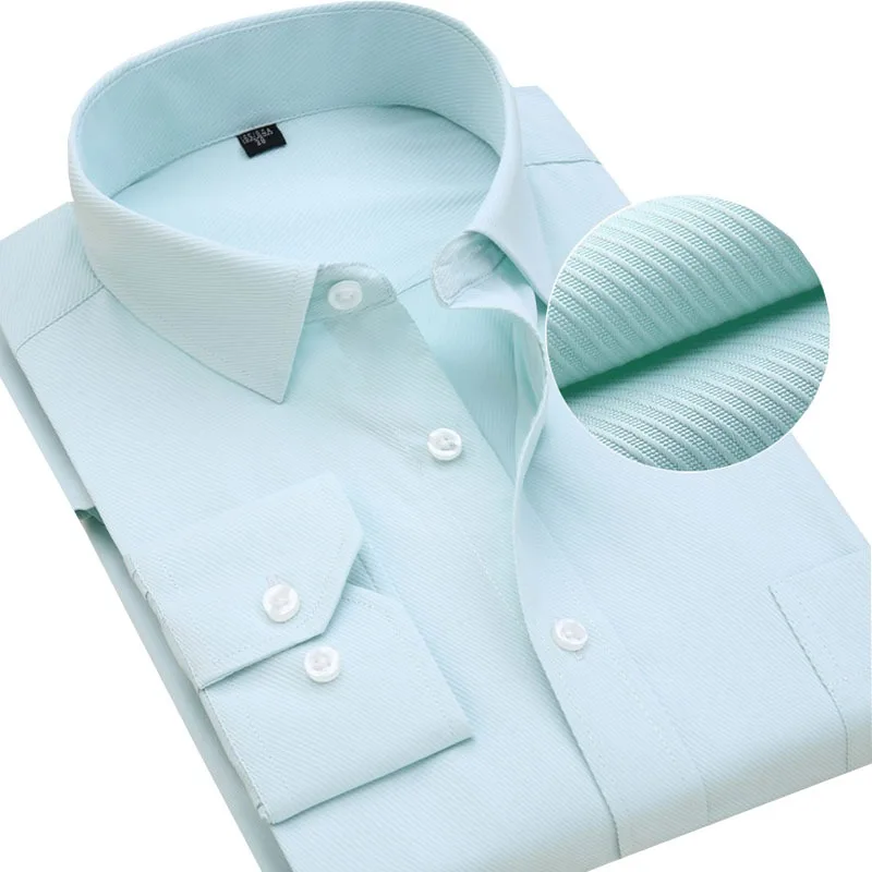 

Solid/Twill Fashion Formal Men Dress Shirts Long Sleeve Business With Chest Pocket Plus Size 6XL Clothes Social Work Male Shirt