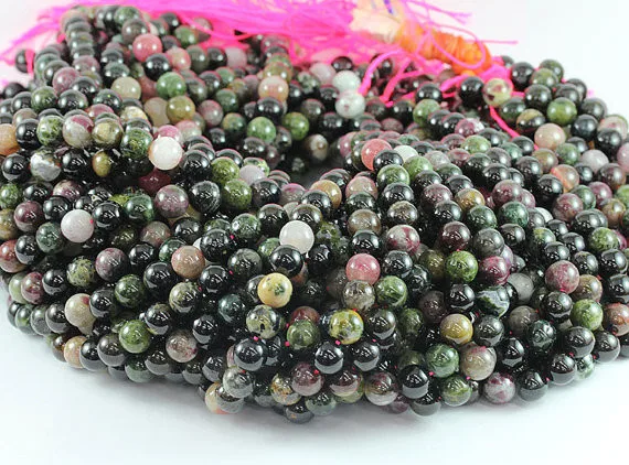 Multicolor Tourmaline Smooth Coin Beads Half Strand Tourmaline Beads 4mm
