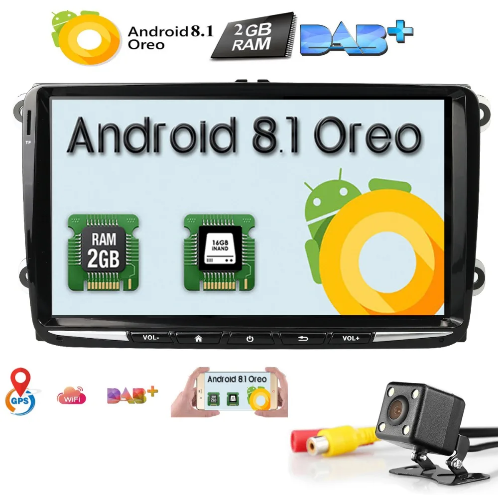 

Android 8.1 2 Din 9Inch Car NODVD Player For VW/Volkswagen/POLO/PASSAT/Golf/Skoda/Octavia/Seat 4GWIFI GPS Navigation Radio 2GRAM