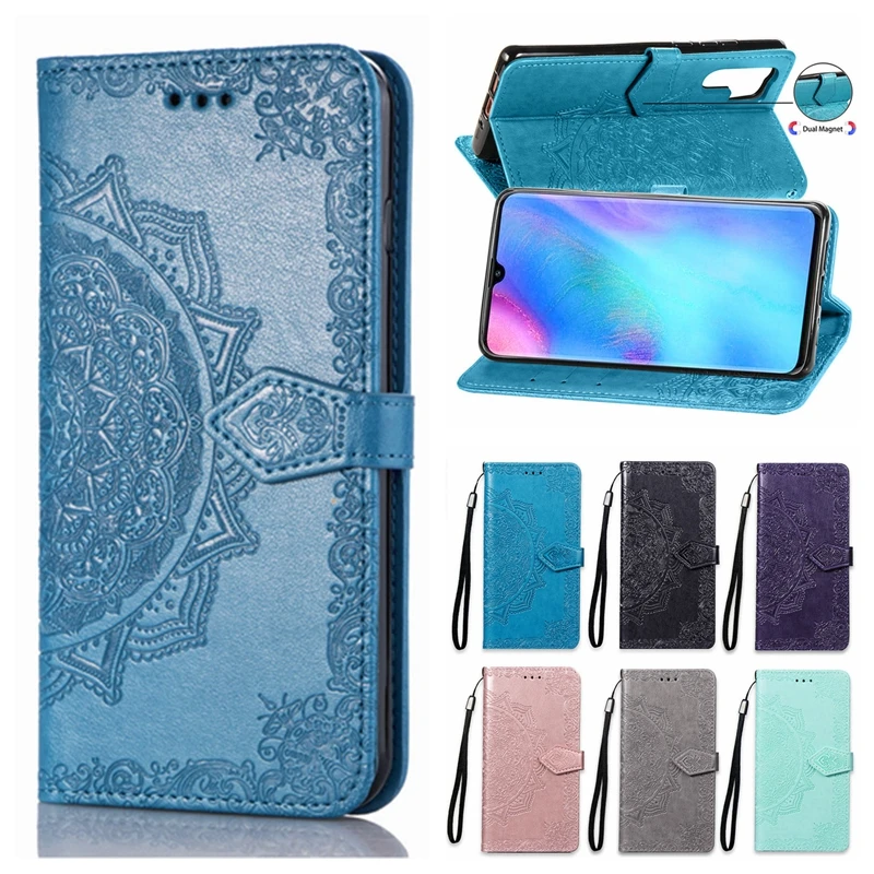 

P30 Pro Case on for Huawei P30 Pro Case Flip Leather 3D Mandala Flower Phone Case For Huawei P 30 P30Pro Case Cover Coque