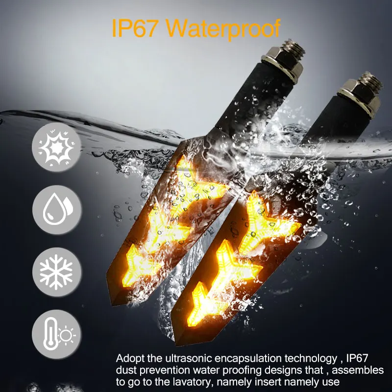 

Vehemo Flowing Water Lights Motorcycle Signal Lamp Turn Signal Running Light Durable Refit Replacement Turn Signal Light