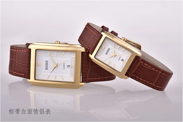 Корейский стиль Мужские часы Прямоугольные ультра-тонкий водонепроницаемый ремень кварцевые часы календарь Студентов бизнес досуг мужские часы