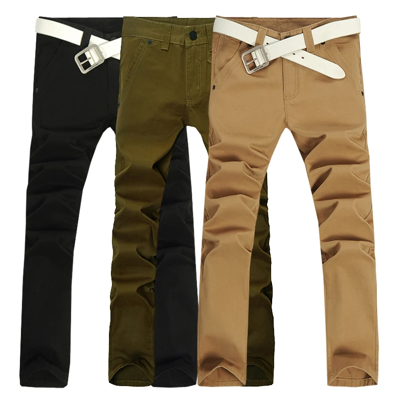 2012 new arrival autumn and winter khaki 3 straight men's casual pants