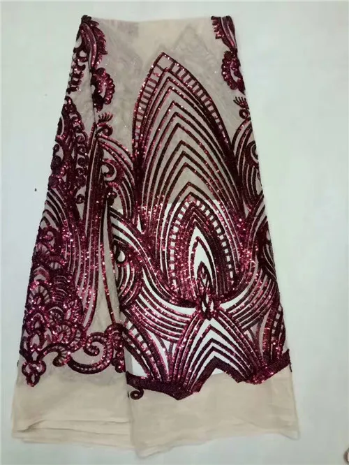 

Hot sale African French Lace Fabric High Quality sequin net lace fabric 5 Yards Mesh Tulle lace For Wedding