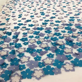 

2018 New Design African French Lace Fabric High Quality 3D flower Net Lace Embroidery Fabric Nigerian Wedding Tulle Lace RF72-55