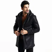 New Brand 2017 New Winter High Quality Leather long jacket men coats casual warm parkas slim fit clothing Free Shipping