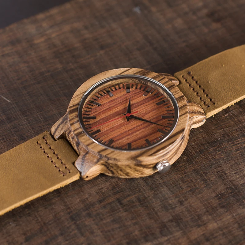BOBO BIRD L-C16 reloj mujer Quartz Watch Zebra Wood Erkek kol saati Leather Strap Wristwatches Men Drop Shipping