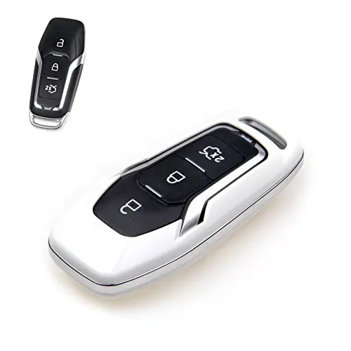 

White Car Remote Keyless Entry Key Case Cover Fob Skin for Ford Edge Mustang Mondeo without Key Chain