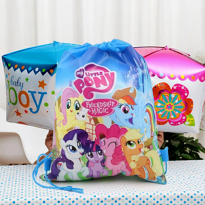 my little pony cartoon theme non-woven fabric birthday party decoration  drawstring gifts bags kids favors baby shower supplies _ - AliExpress Mobile