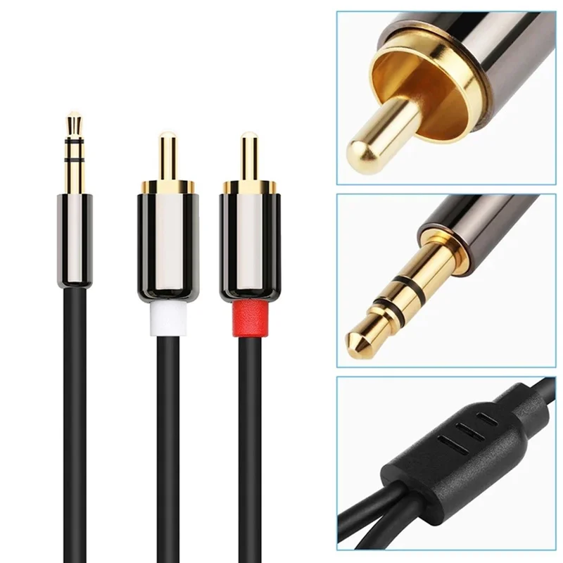 Hi Fi 3 5 мм разъем Aux naar 2 RCA Kabel Audio m 8 10 voor ТВ приставка Luidsprekerkabel сабвуфер Саундбар
