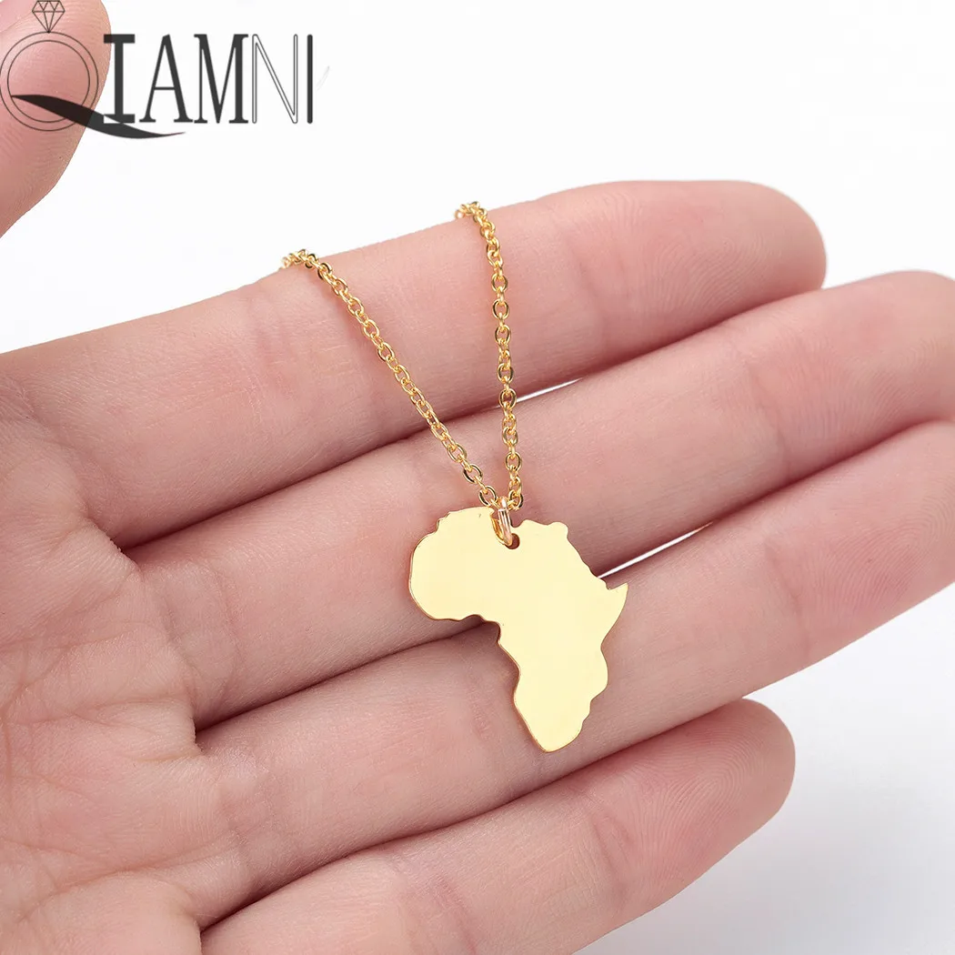 

QIAMNI Africa Map Pendant Necklace Choker Ethiopian Jewelry Birthday Gift Geometric Globe World Map Necklace Fashion Accessories