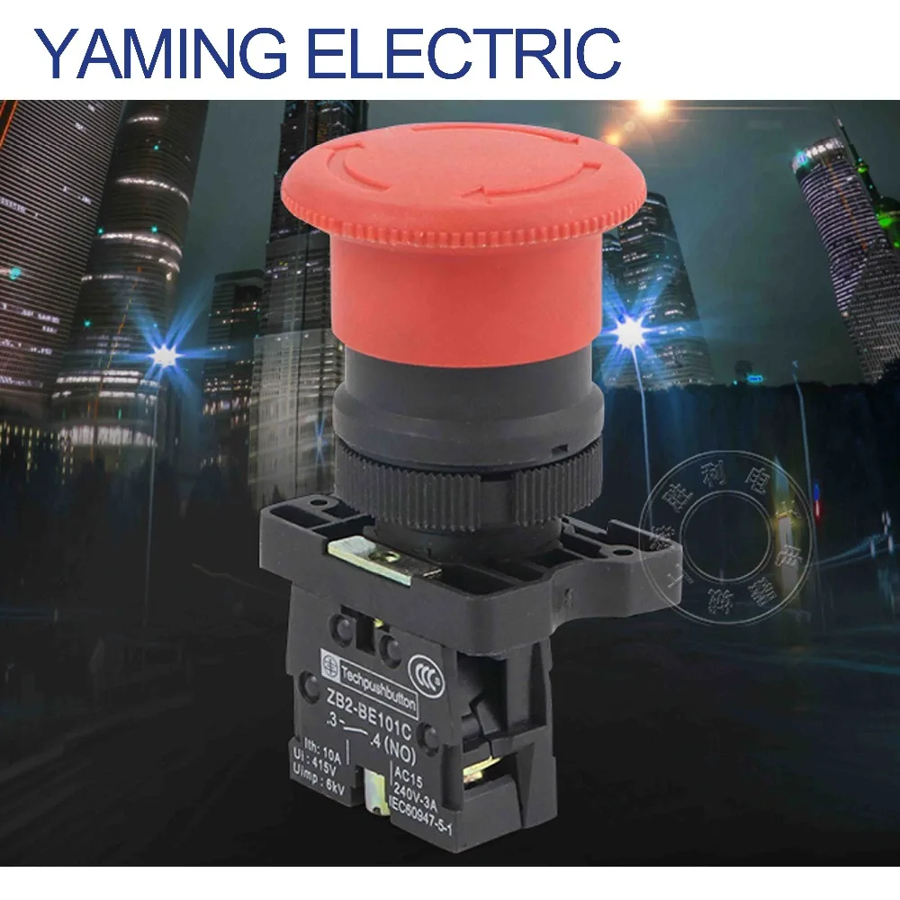 P172 Red NC 22mm Emergency Stop Mushroom Push button switch XB2-ES542 Control electrical starter switch 220V 10A P172 Red NC 22mm Emergency Stop Mushroom Push button switch XB2-ES542 Control electrical starter switch 220V 10A