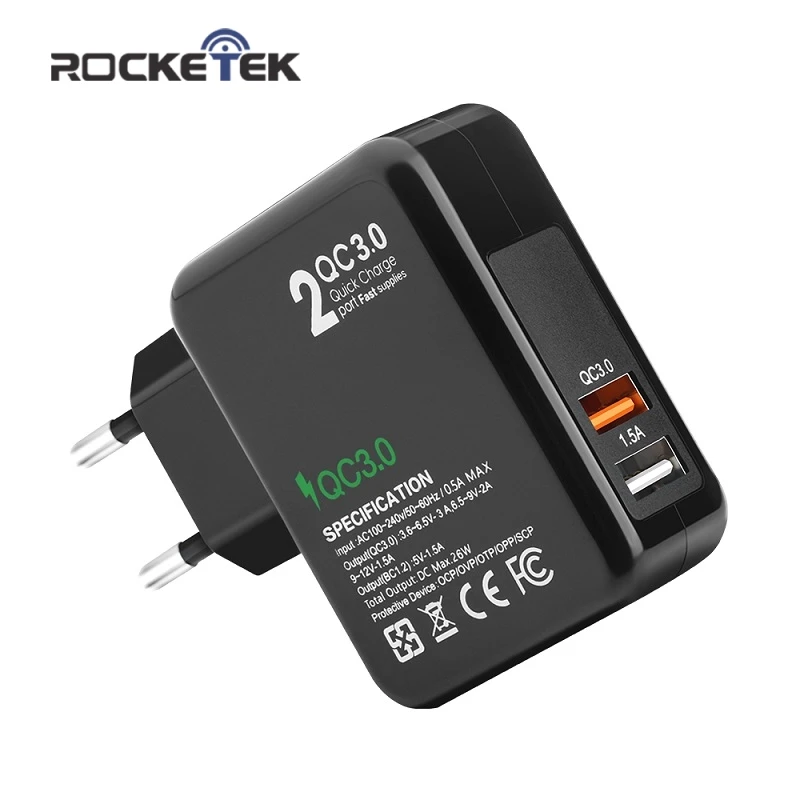 Rocketek универсальное usb зарядное устройство Quick Charge QC 3 0 быстрое для мобильного
