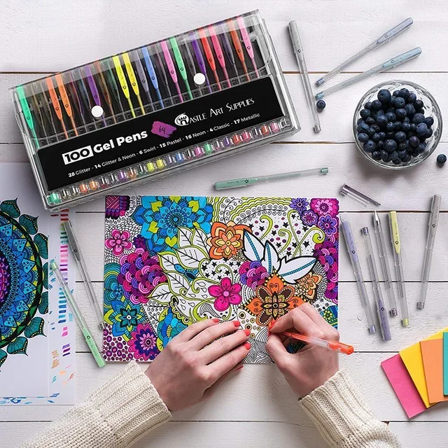 HuiQin 100 Gel Pen Set with Case - Image 5