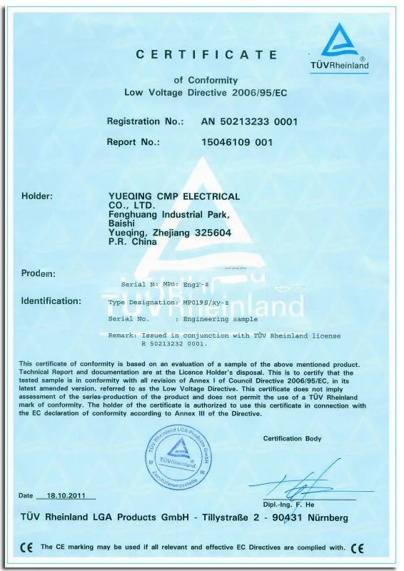 19mm CE certifications
