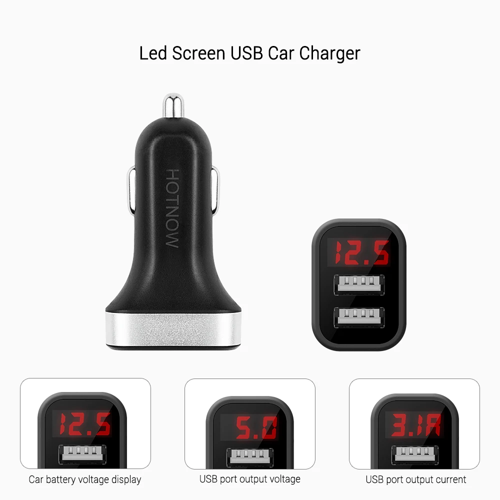 5 V USB سيارة-شاحن مع شاشة led الذكية السيارات سيارة مهايئ شاحن شحن ل فون X سامسونج Xiaomi سيارة المحمول شواحن الهاتف