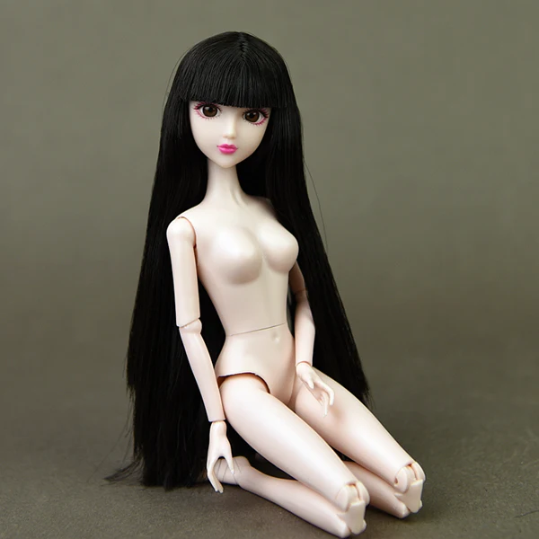 2019 Новый 3D Глаза Макияж ню голые кукла Синьи/фиолетовые длинные волосы