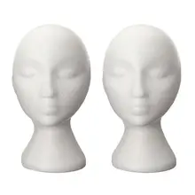 Белый пенопластовый манекен голова манекен парик стенд магазин дисплей шляпа Крышка, 2 шт белый