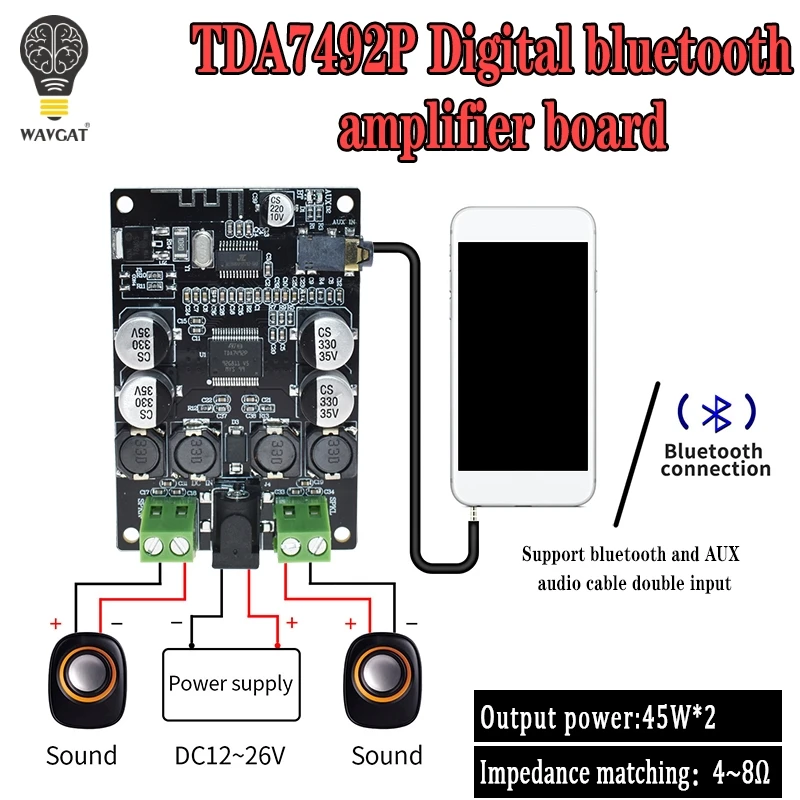 VHM-307 TDA7492P Bluetooth 4,0 приемник усилитель аудио плата 50 Вт* 2 колонки модифицированные музыкальные мини усилители Diy двухканальный