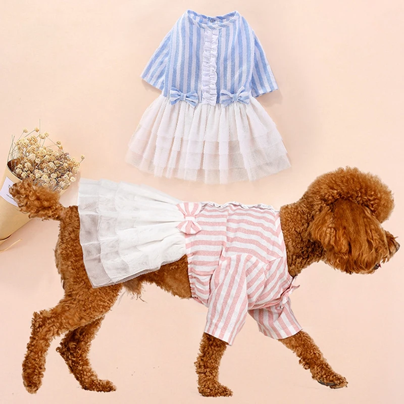 

New Pet Dog Clothing Fashion Skirt Bowknot Sweety Princess Dress Dogs Wedding Dresses Pet Accessories Light Red Blue M/L/XL/XXL