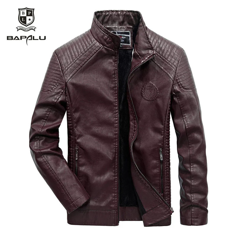 leather font b jacket b font men casual leather font b jacket b font font b