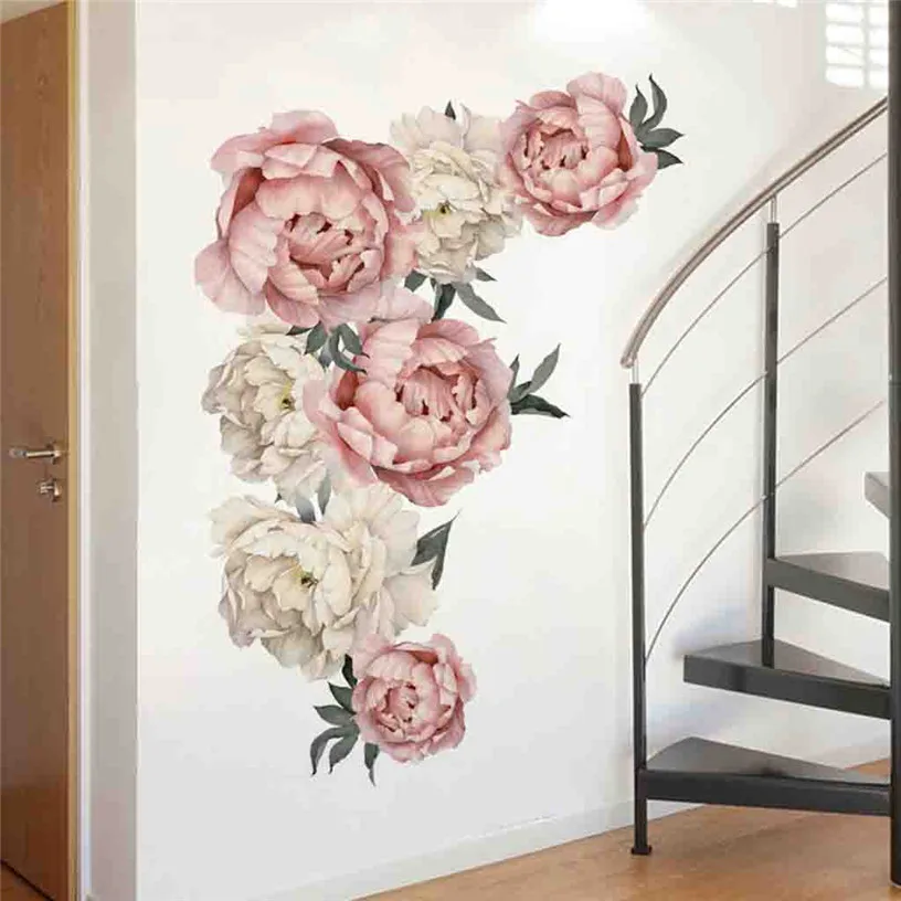 

40 x 60cm Printing Peony Rose Flowers wall sticker living room for home interior decoration Decals wallpaper stickers ma24