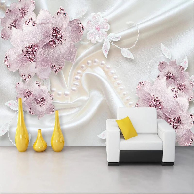 

Custom Photo Wallpaper 3D Mural, Luxury Diamond Flower 3d Jewelry TV Background Wall Murder papel de parede Wall paper