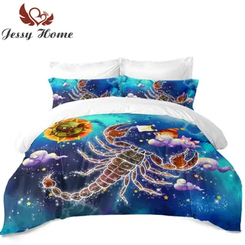 

Scorpio Bedding Set 4Pcs Constellation Coverlet Galaxy Designs Factory Direct Wholesale Polyester Pillowcases Coverlet