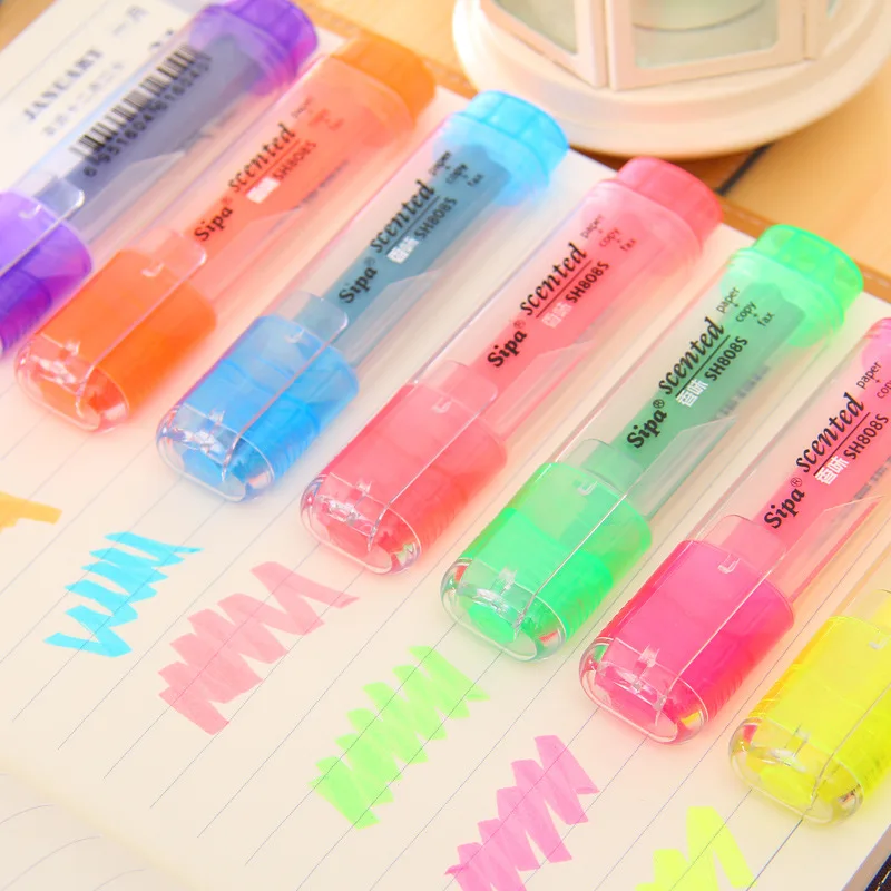 7 цветов Sipa милый корейский тип с флуоресцентные разноцветные конфеты Маркер Ручка Вода Цвет Маркер ручка для рисования школьные принадлежности