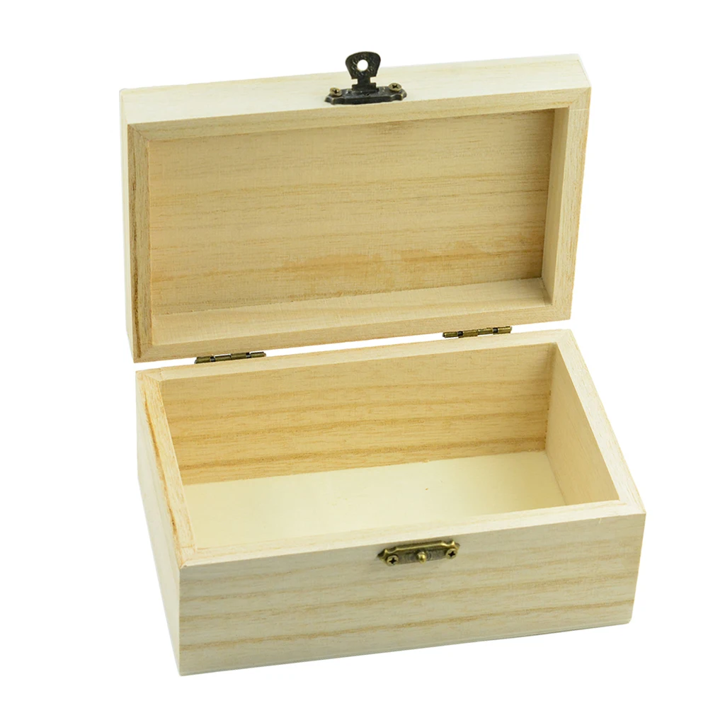Wooden Treasure Chest Wood Jewelry Storage Decoupage Craft Box Memory Crafts