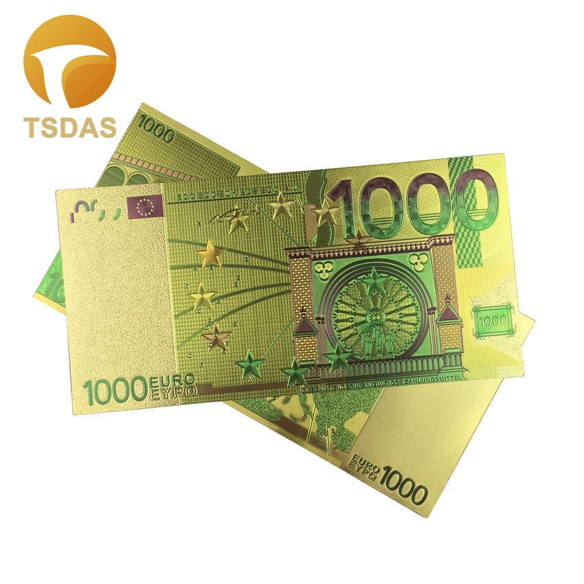 Европейский памятный Золотой банкнот 10 шт./партия, цветной 1000 евро банкнота из золотой фольги коллекции