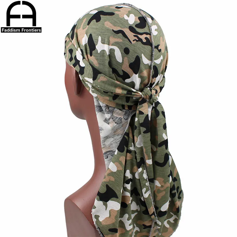 Mode Mannen Durags Tulband Bandana Stiksels Buiten Camouflage Print