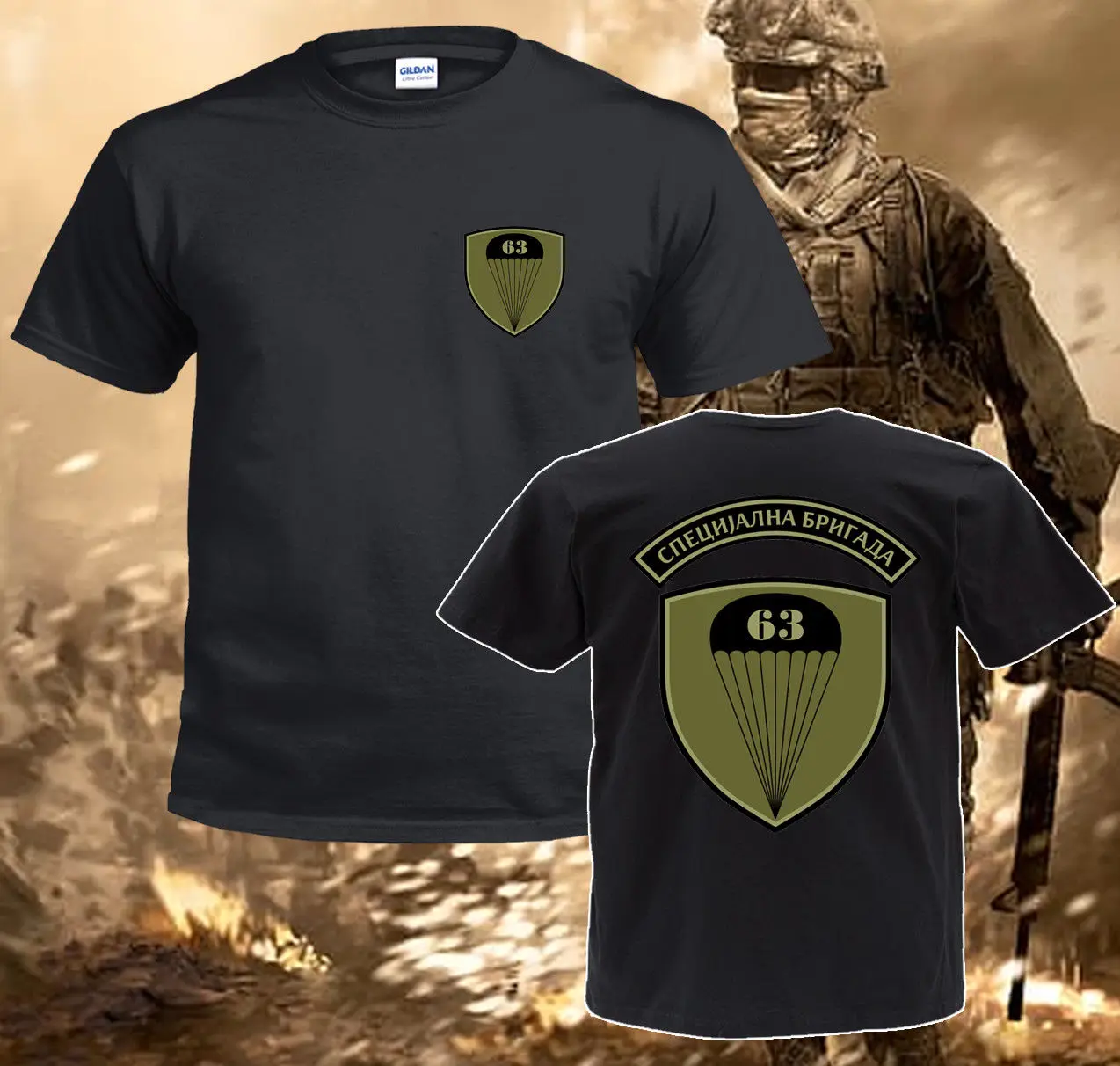 

2018 Summer Fashion Casual Men O-Neck T Shirt Inspired Serbian Special Force, 63 Parachute Battalion Black Design T Shirt