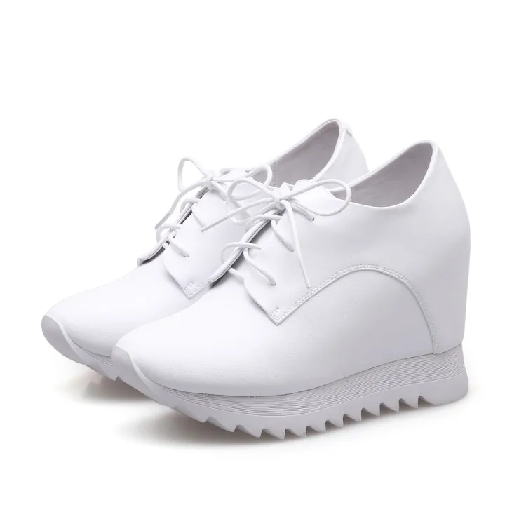MLJUESE 2018 women pumps Genuine leather increased Internal elegant high heels platform wedges pumps breathable shoes