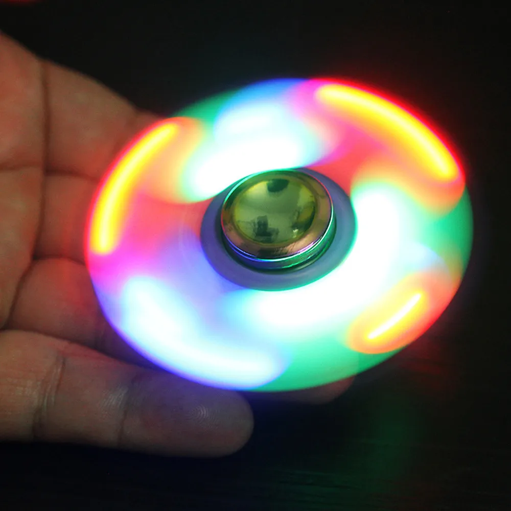 LED Light Multicolor circular Tri Hand Spinner Fidget Hand Spinner Torqbar Finger Toy EDC Focus Gyro