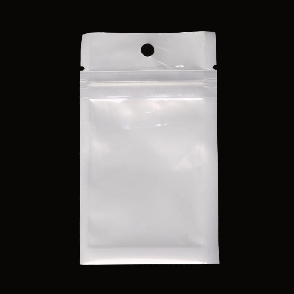50pcs White Self Seal Zipper Lock Plastic Packing Poly Bag with Hanging Hole