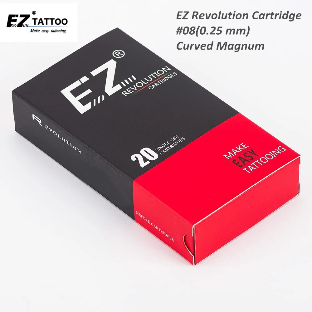 

EZ Revolution Cartridge Needles #08 (0.25 mm) Curved Magnum Tattoo Needles for Cartridge System Tattoo Machine & Grip 20 pcs