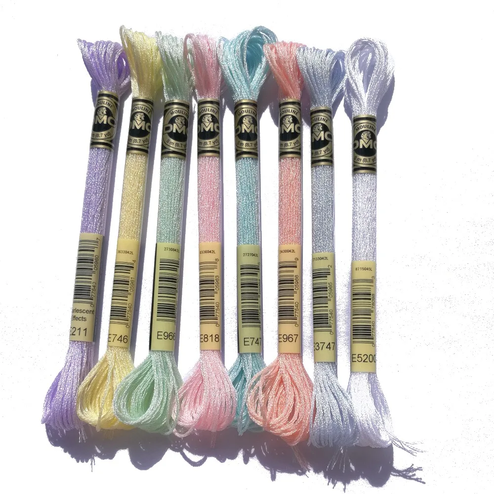 

1pcs Pearlescent metallic thread E211 E746 E966 E818 E747 E967 E3747 cross stitch DMC floss embroidery DIY needlework craft