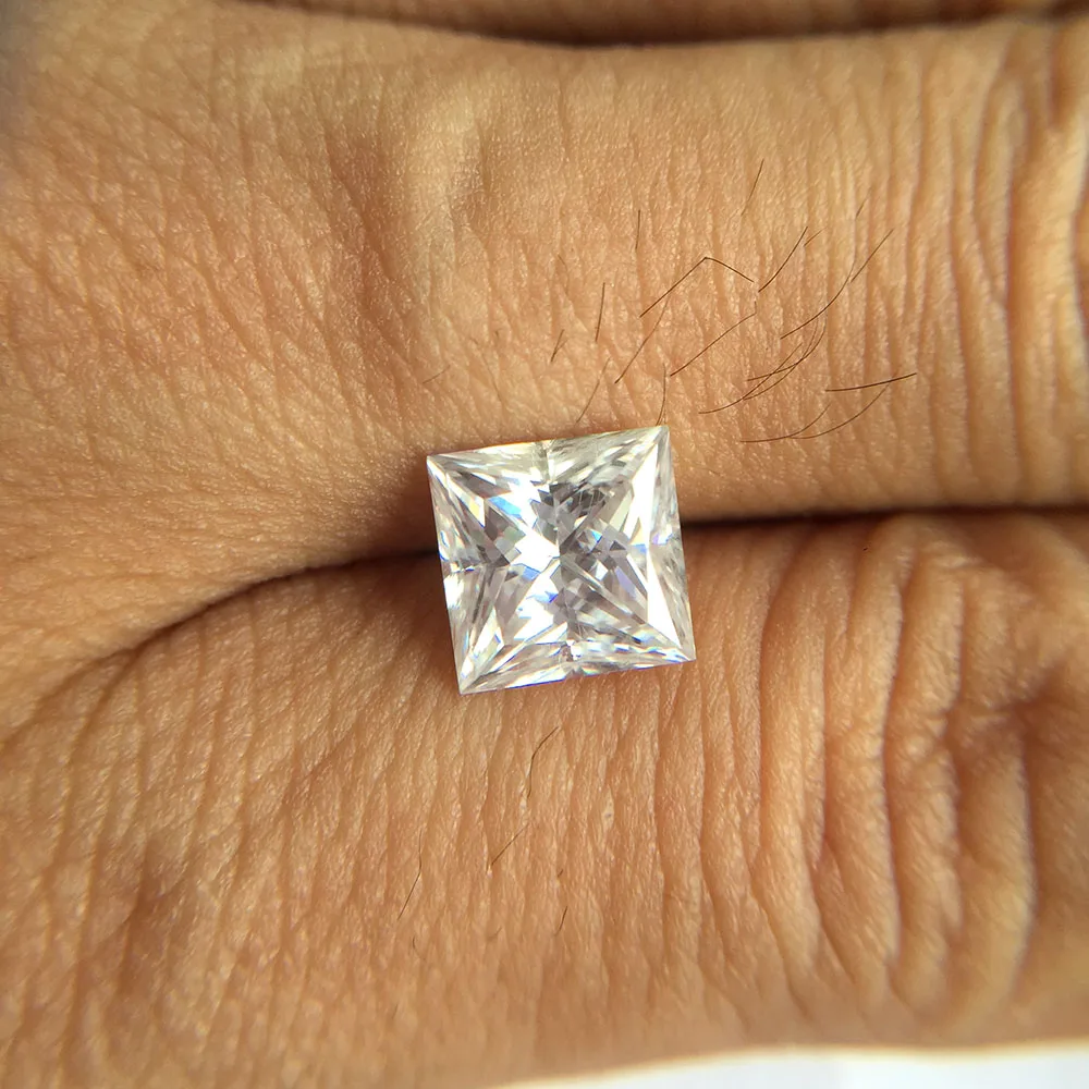 AEAW 3 Carat 8mmx8mm F Color Princess Cut Moissanite Lab Diamond Loose Stone Test Positive as Real Diamond