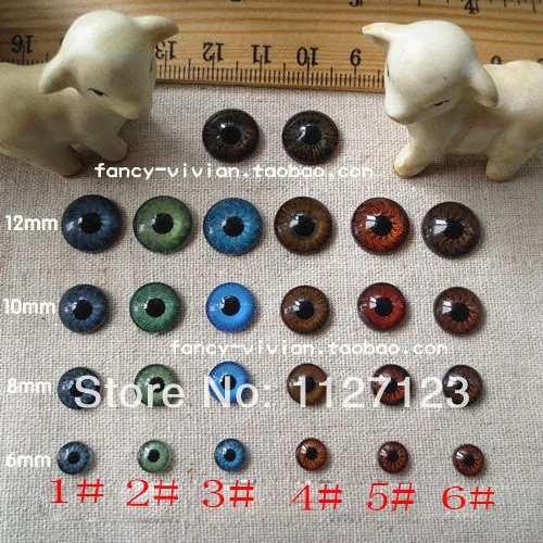 Free shipping!! 150pcs 12mm Doll Eyes Glass Eyes Craft Animal Eyes Flat